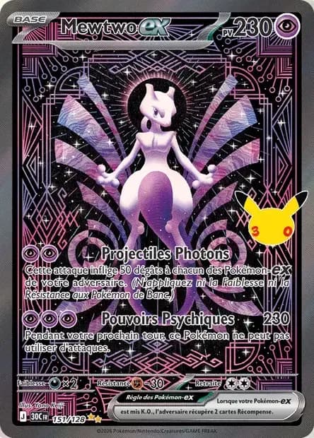 Carte Pokémon Alternative des 30 ans de Mewtwo en Français chez cravariste